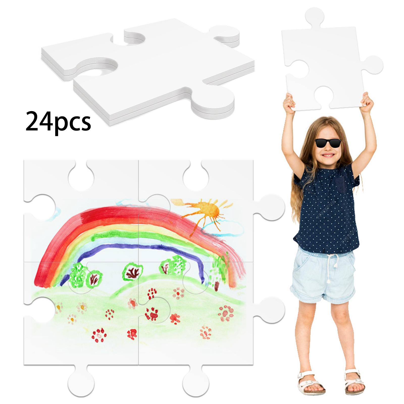 24Pcs White Cardboard Blank Ji - огляд і ціна Puzzle Blank White
