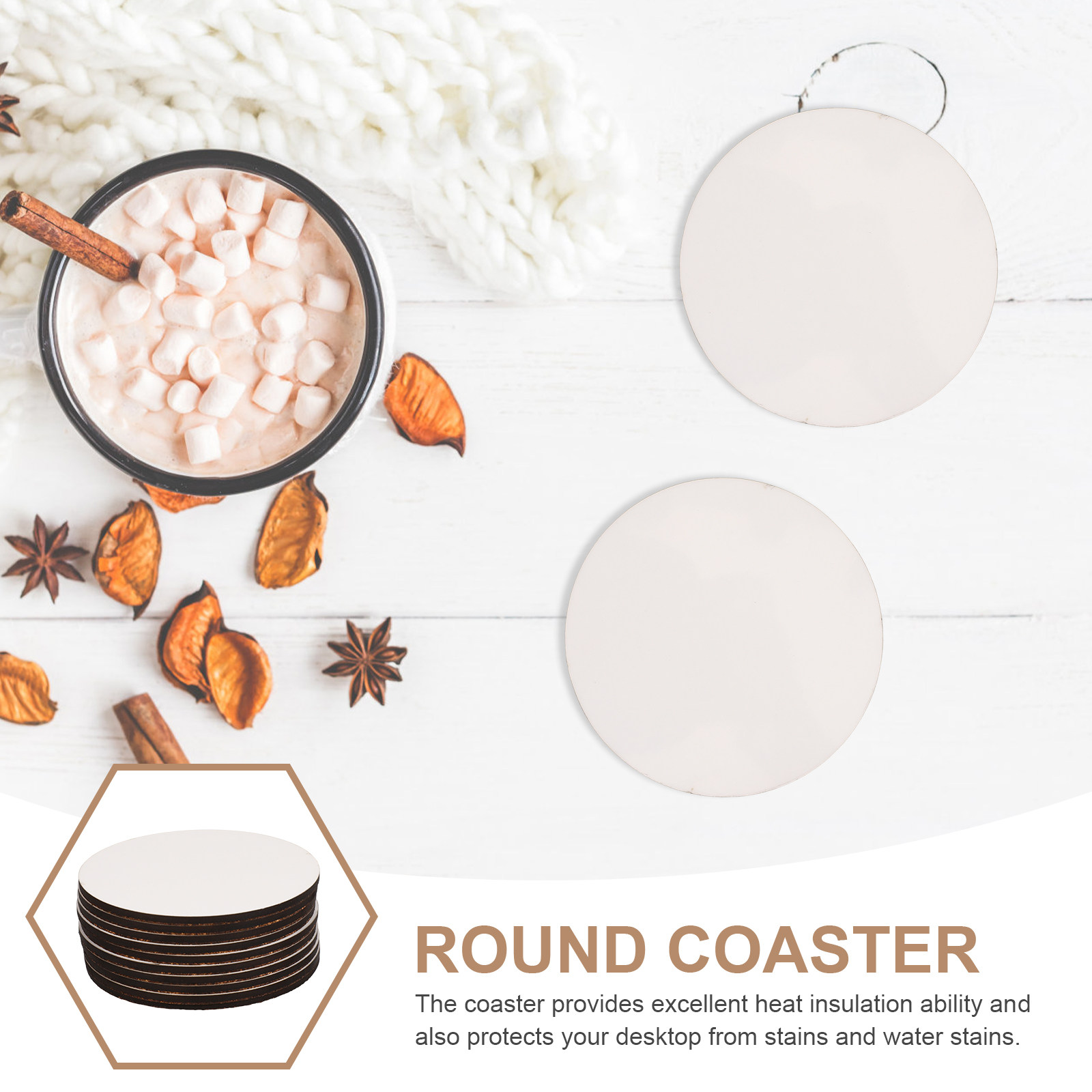10Pcs Sublimation Wooden Coast - огляд і ціна Coaster Sublimation Blank